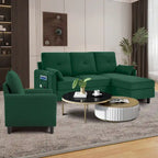 Set Divano Sezionale a 3 Pezzi con Pouf e Poltrona
