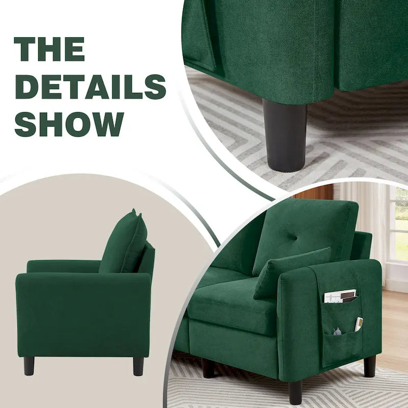 Set Divano Sezionale a 3 Pezzi con Pouf e Poltrona