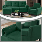 Set Divano Sezionale a 3 Pezzi con Pouf e Poltrona