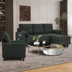 Set Divano Sezionale a 3 Pezzi con Pouf e Poltrona