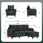 Set Divano Sezionale a 3 Pezzi con Pouf e Poltrona