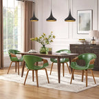 Sedia da pranzo Art Leon Mid-century Modern in similpelle e legno curvato