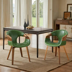 Sedia da pranzo Art Leon Mid-century Modern in similpelle e legno curvato