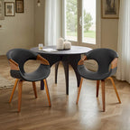Sedia da pranzo Art Leon Mid-century Modern in similpelle e legno curvato