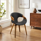 Sedia da pranzo Art Leon Mid-century Modern in similpelle e legno curvato