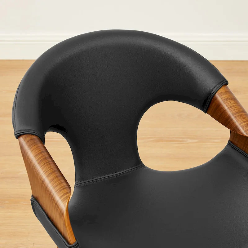 Sedia da pranzo Art Leon Mid-century Modern in similpelle e legno curvato