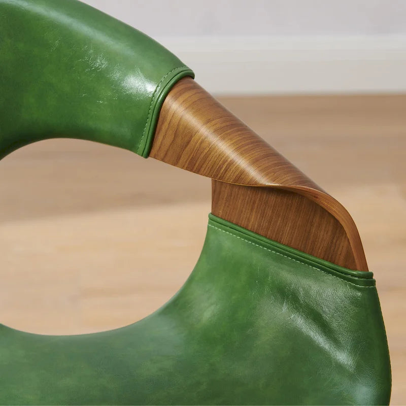 Sedia da pranzo Art Leon Mid-century Modern in similpelle e legno curvato