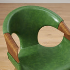Sedia da pranzo Art Leon Mid-century Modern in similpelle e legno curvato