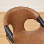 Sedia da pranzo Art Leon Mid-century Modern in similpelle e legno curvato