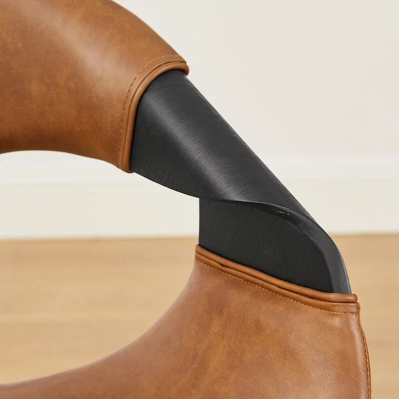 Sedia da pranzo Art Leon Mid-century Modern in similpelle e legno curvato