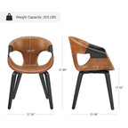 Sedia da pranzo Art Leon Mid-century Modern in similpelle e legno curvato
