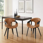 Sedia da pranzo Art Leon Mid-century Modern in similpelle e legno curvato