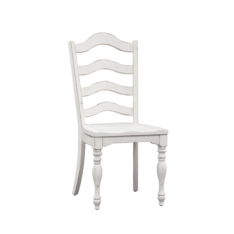 Set da 6 pezzi con tavolo con gambe Magnolia Manor Antico Bianco Effetto Legno Invecchiato