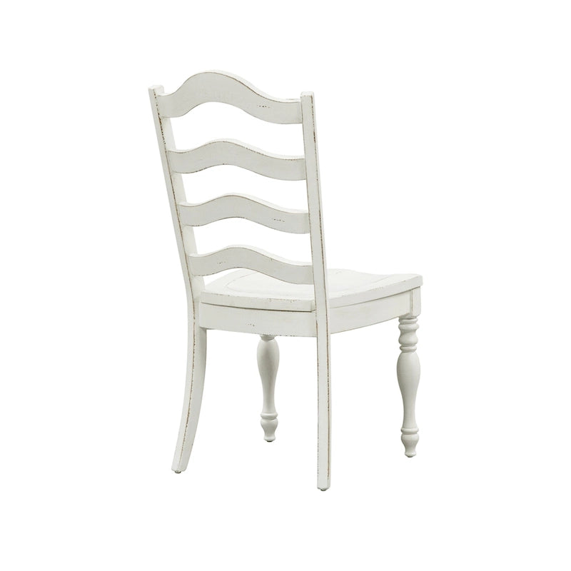 Set da 6 pezzi con tavolo con gambe Magnolia Manor Antico Bianco Effetto Legno Invecchiato