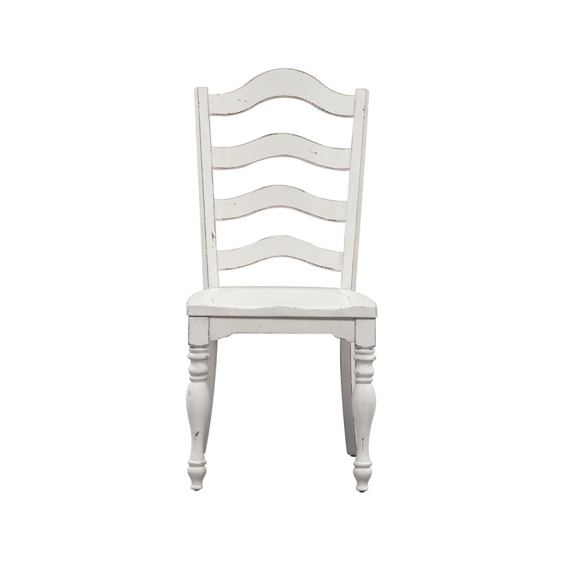 Set da 6 pezzi con tavolo con gambe Magnolia Manor Antico Bianco Effetto Legno Invecchiato