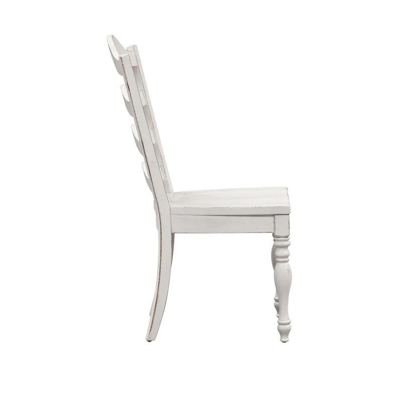 Set da 6 pezzi con tavolo con gambe Magnolia Manor Antico Bianco Effetto Legno Invecchiato