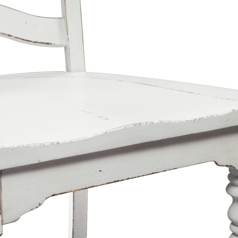 Set da 6 pezzi con tavolo con gambe Magnolia Manor Antico Bianco Effetto Legno Invecchiato