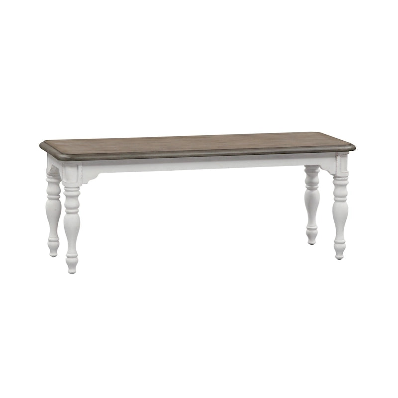 Set da 6 pezzi con tavolo con gambe Magnolia Manor Antico Bianco Effetto Legno Invecchiato