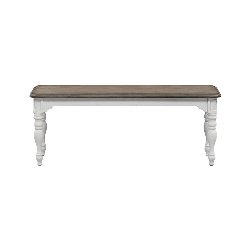Set da 6 pezzi con tavolo con gambe Magnolia Manor Antico Bianco Effetto Legno Invecchiato