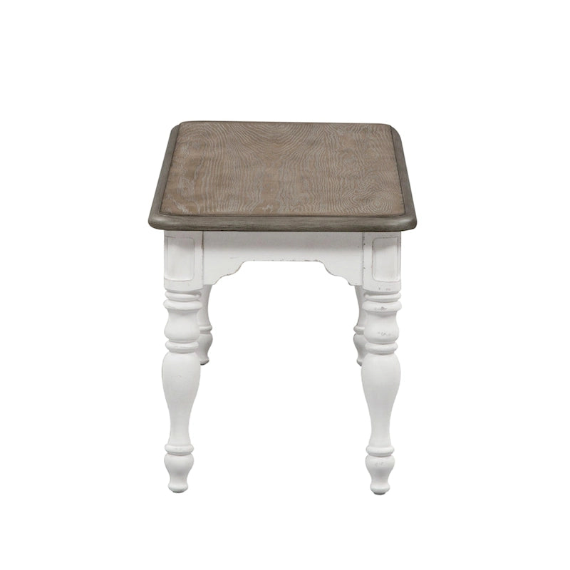 Set da 6 pezzi con tavolo con gambe Magnolia Manor Antico Bianco Effetto Legno Invecchiato