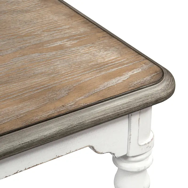 Set da 6 pezzi con tavolo con gambe Magnolia Manor Antico Bianco Effetto Legno Invecchiato