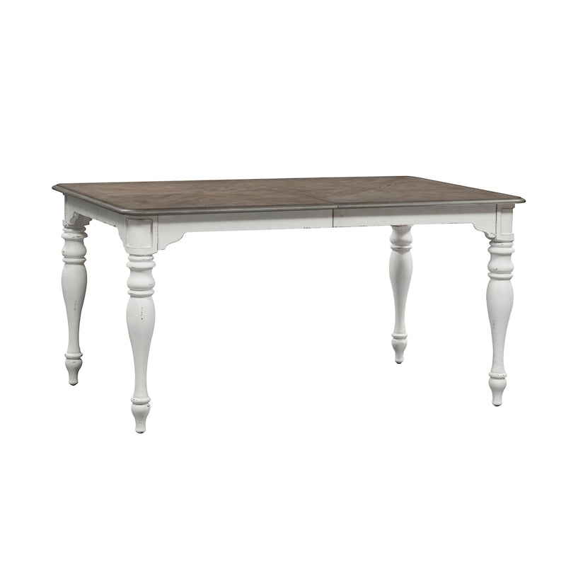 Set da 6 pezzi con tavolo con gambe Magnolia Manor Antico Bianco Effetto Legno Invecchiato