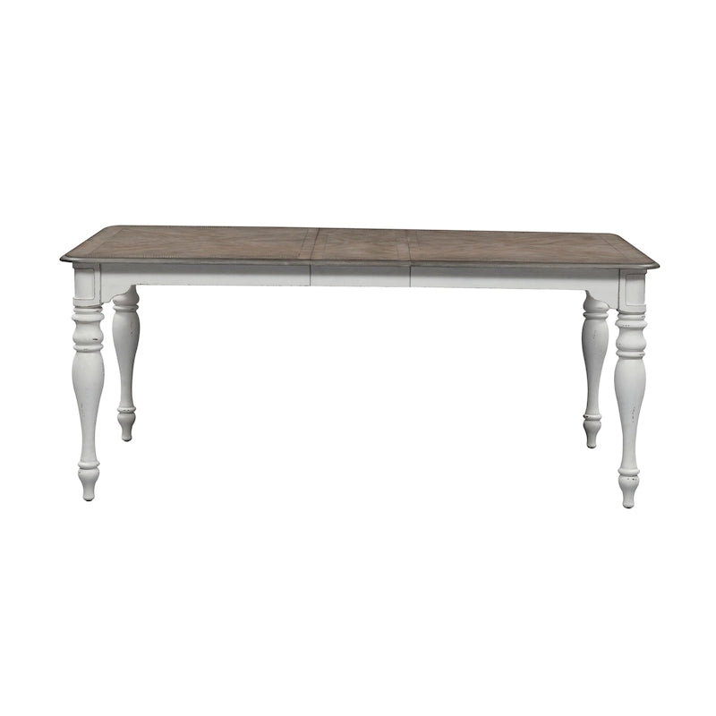 Set da 6 pezzi con tavolo con gambe Magnolia Manor Antico Bianco Effetto Legno Invecchiato