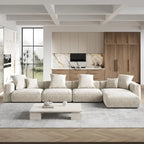 Canapé modulable 180 Leathaire avec pouf et revêtement en tissu Leathaire