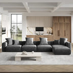 Canapé modulable 180 Leathaire avec pouf et revêtement en tissu Leathaire