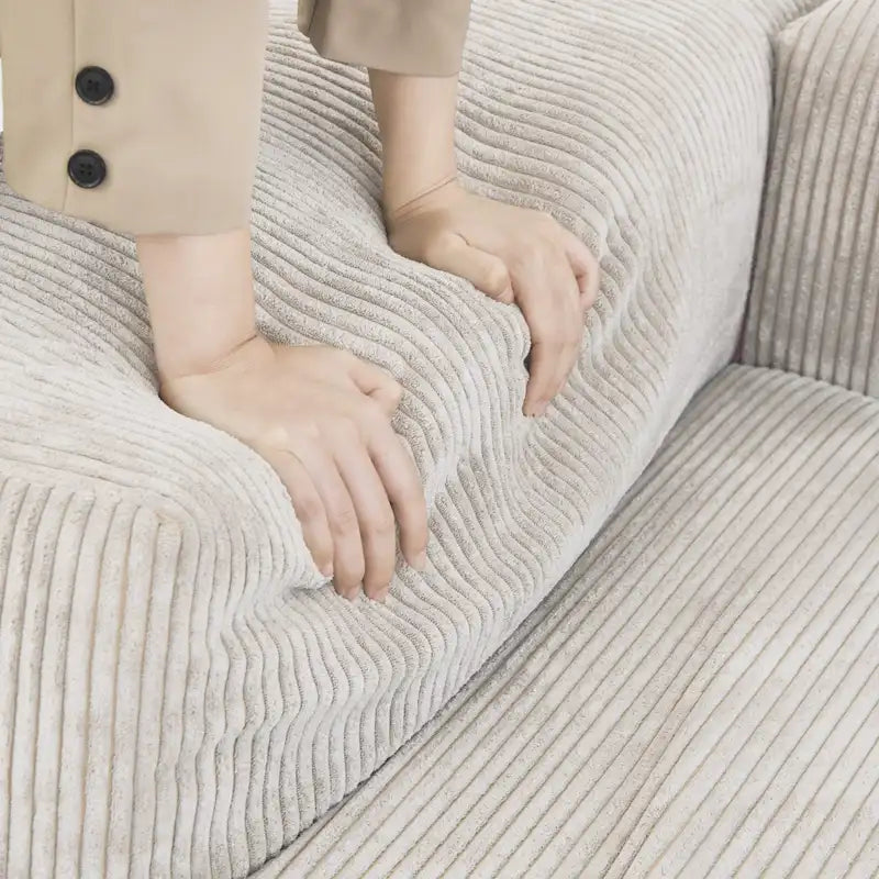 Canapé modulable 180 Leathaire avec pouf et revêtement en tissu Leathaire
