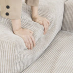 Canapé modulable 180 Leathaire avec pouf et revêtement en tissu Leathaire