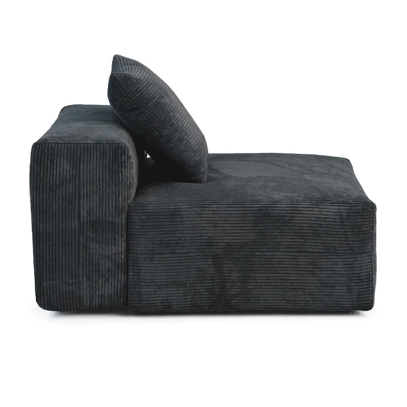Canapé modulable 180 Leathaire avec pouf et revêtement en tissu Leathaire