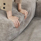 Canapé modulable 180 Leathaire avec pouf et revêtement en tissu Leathaire