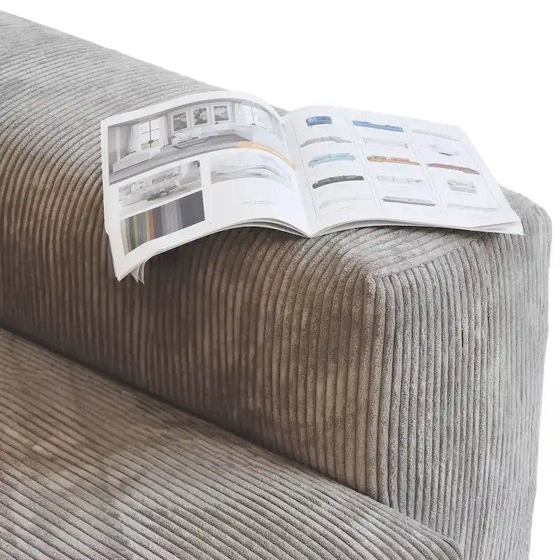 Canapé modulable 180 Leathaire avec pouf et revêtement en tissu Leathaire