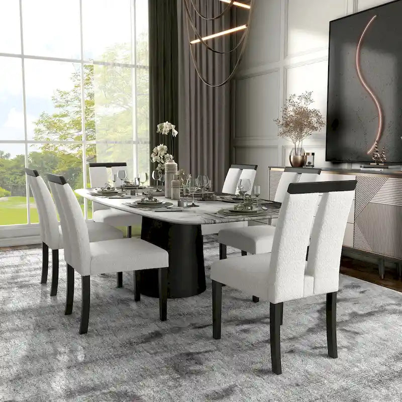 Sedie da pranzo imbottite Lumina Modern White (set da 2) di Furniture of America