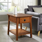 Tavolino finale con cassetto Leick Home in legno massello Mission