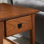 Tavolino finale con cassetto Leick Home in legno massello Mission