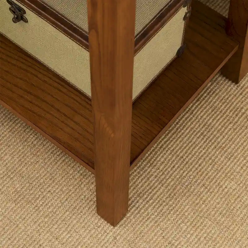 Tavolino finale con cassetto Leick Home in legno massello Mission