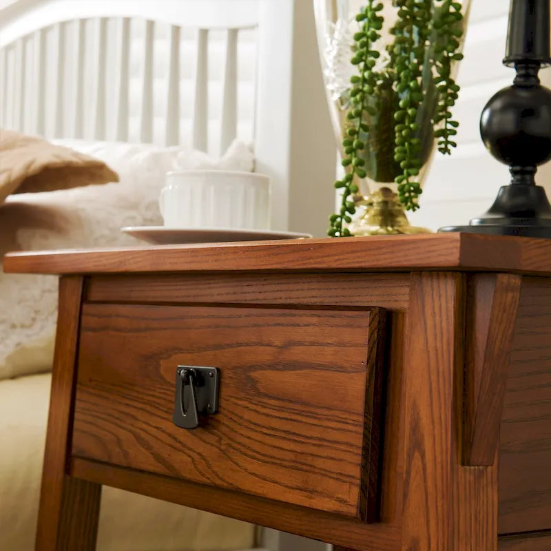 Tavolino finale con cassetto Leick Home in legno massello Mission