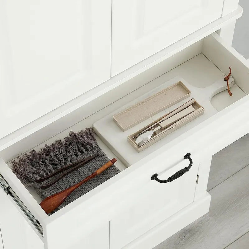 EROMMY Dispensa da cucina indipendente da 71, mobile alto con cassetto e ripiani regolabili, armadietto a 2 ante