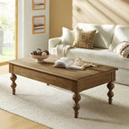 Table basse rectangulaire traditionnelle Gaston avec étagère de rangement par HULALA HOME