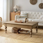 Table basse rectangulaire traditionnelle Gaston avec étagère de rangement par HULALA HOME