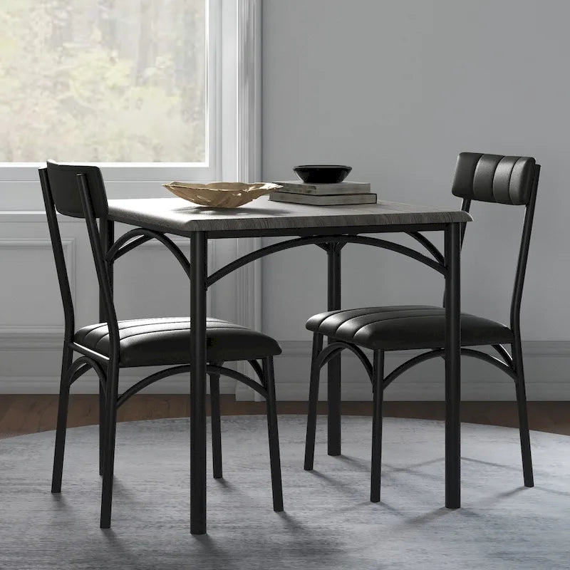 Set Tavolo da Pranzo da Cucina per 2 con Sedie Imbottite