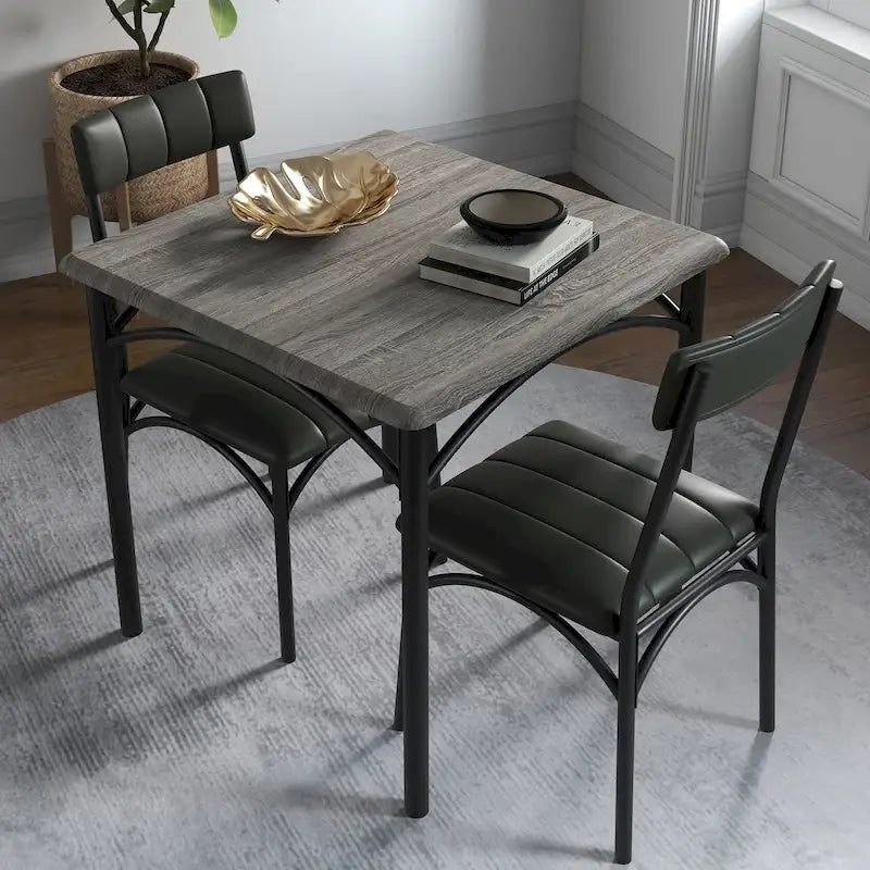 Set Tavolo da Pranzo da Cucina per 2 con Sedie Imbottite