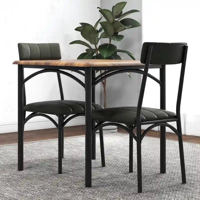 Set Tavolo da Pranzo da Cucina per 2 con Sedie Imbottite