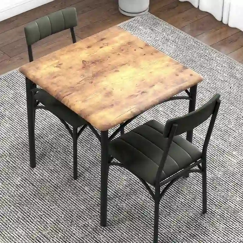 Set Tavolo da Pranzo da Cucina per 2 con Sedie Imbottite