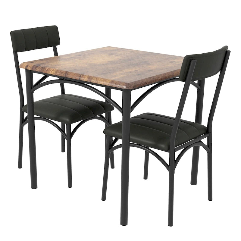 Set Tavolo da Pranzo da Cucina per 2 con Sedie Imbottite
