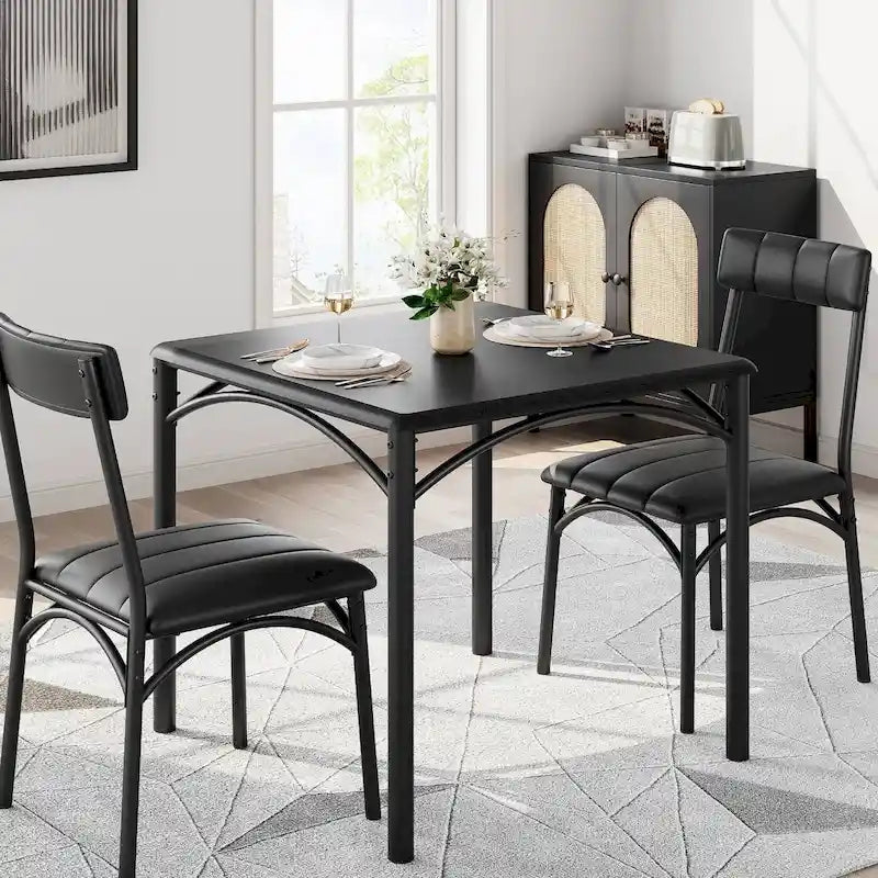 Set Tavolo da Pranzo da Cucina per 2 con Sedie Imbottite