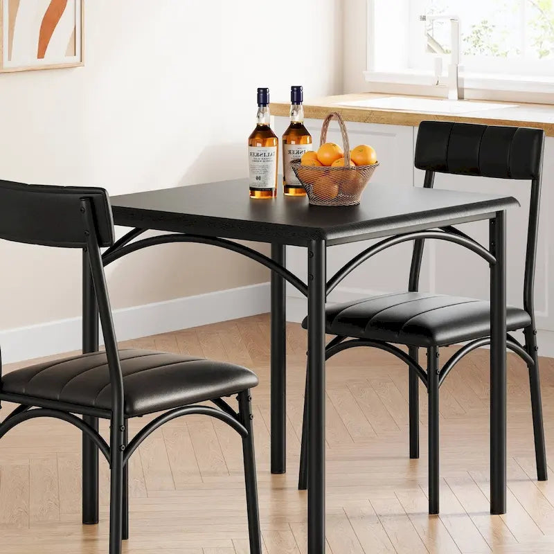 Set Tavolo da Pranzo da Cucina per 2 con Sedie Imbottite