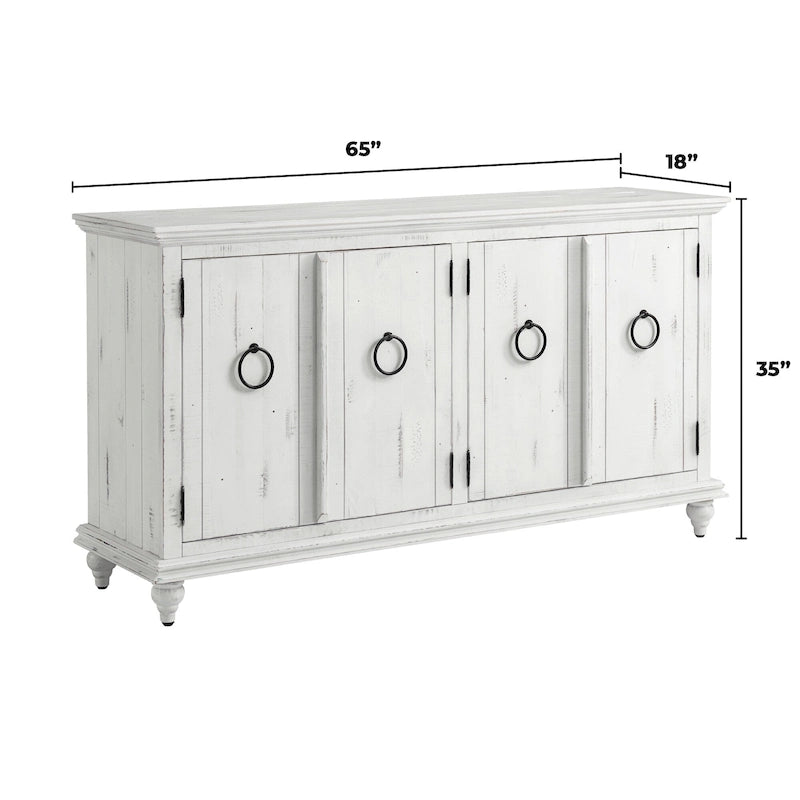 Meuble console TV Central Park en bois massif à 4 portes de 165 cm – 89 cm de haut x 165 cm de large x 46 cm de profondeur